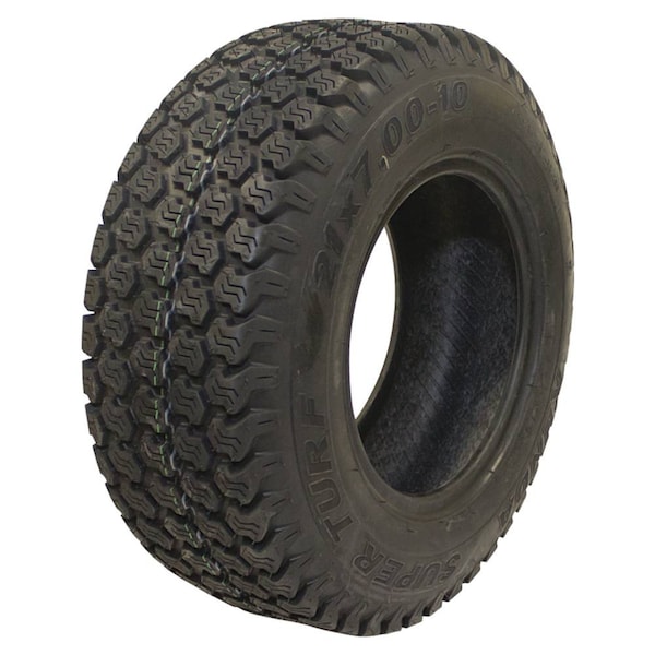 21x7.00-10 Lawn Mower Tire, 4 Ply, Super Turf, 26 psi